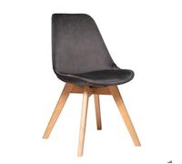 Chaise pieds bois velours gris uni Baya Atmosphera - Gris - vendu à l'unité Gris G