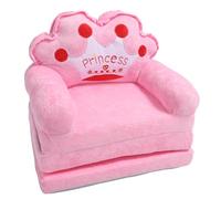 Chaise Bébé Fille, Canapé Lit Pliable, Coussin de Sol avec Accoudoirs, Rose, Design Princesse Tiara - Confort Supérieur, Portable et Polyvalente, Parfaite pour Sieste et Lecture (Pliage en tiers)