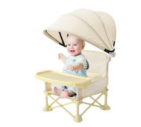 Chaise bébé pliante avec auvent et plateau, siège de voyage portable pour bébé, siège de voyage multifonction pour enfant, pour le camping, l'intérieur et l'extérieur