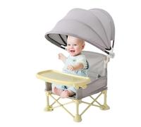 Chaise bébé pliante avec auvent et plateau, siège de voyage portable pour bébé, siège de voyage multifonction pour enfant, pour le camping, l'intérieur et l'extérieur