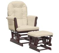 Chaise berçante avec repose-pied Blanc crème Tissu vidaXL vidaXL