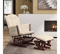 Chaise Berçante Avec Repose-Pied Blanc Crème Tissu Vidaxl Vidaxl Blanc