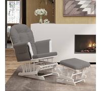 vidaXL Chaise berçante avec repose-pied Tissu gris foncé