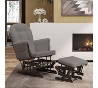 Chaise Berçante Avec Repose-Pied Gris Foncé Tissu Vidaxl Vidaxl Gris