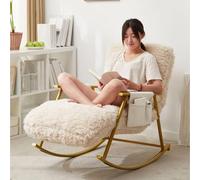 Chaise Berçante De Chambre D’Enfant, Chaise Berçante Réglable, Chambre D’Enfant, Chaise Berçante Intérieure, Rembourrée, Poche Latérale à Dos Haut, White, Black 60x96cm