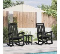 vidaXL Ensemble de Salon de Jardin 3 Pièces Bleu Marine HDPE, Chaise Berçante de Jardin Bleu Marine 70x92x108 cm HDPE, Table d'Adjoint Adirondack Bleu Marine 38x38x46 cm HDPE