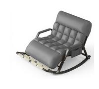 Chaise berçante d'intérieur Chaise ber Coussin d'assise amovible pour toutes les saisons,rouleaux de massage des pieds et dossier réglable sur 5 positions pour une utilisatio(Size:double,Color:gris)
