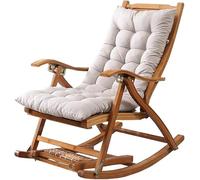 Chaise berçante en Bambou avec siège rembourré pour Le Jardin de Camping et Les Supports au Bord de la Piscine 250 kg Pliante zéro gravité(#1)