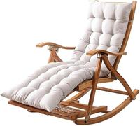Chaise berçante en Bambou avec siège rembourré pour Le Jardin de Camping et Les Supports au Bord de la Piscine 250 kg Pliant zéro gravité(#2)