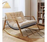 Chaise Berçante Ergonomique Moderne Double Salon Transat avec Coussin Moelleux Respirant Design Blanc Cassé pour Une Utilisation Confortable à L’intérieur Et à L’extérieur