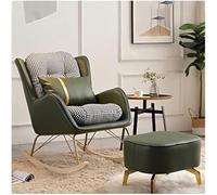 Chaise Berçante pour Chaises D’appoint De Chambre D’Enfant avec Coussin Lombaire Et Pouf pour Salon Chaise à Bascule Latérale avec Dossier Haut Rembourré en Tissu Remb, Green