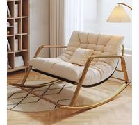 Chaise Berçante pour Chambre D’Enfant, Chaises Berçantes De Patio Surdimensionnées avec Fauteuil à Dossier Haut, Chaise D’appoint Confortable, Cha, White, Gold 92x137cm