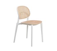 Kosmi Chaise Blanche, Assise Bois et cannage Naturel