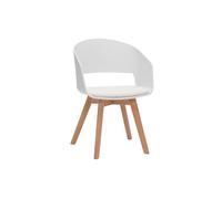 Chaise scandinave blanche et bois clair massif PRISMA