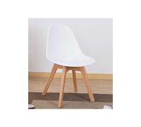 KOSMI - Chaise Blanche Style scandinave modèle Tulip avec Coque en résine Blanche et Pieds en Bois Naturel Bois Naturel