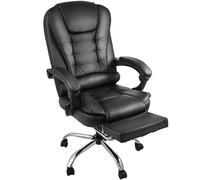 Chaise Bureau Ergonomique en Cuir Noir à Dossier Haut, avec Inclinaison réglable et siège pivotant Confortable for Le Travail, Les études, la Maison, Les Jeux vidéo