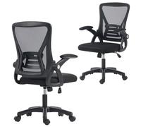 Chaise bureau ergonomique - HOMCOM - hauteur réglable, accoudoirs relevables, support lombaire - maille - 59,5x56x103cm - noir