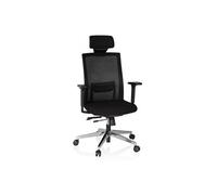 Chaise bureau / fauteuil CAPTIVA assise tissu / dossier maille noir / noir