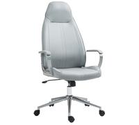 HomCom Chaise de bureau manager – hauteur réglable, accoudoirs rembourrés, gris argenté