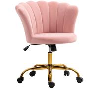 Chaise bureau - HOMCOM - dossier en pétale, hauteur réglable et assise rembourré - tissu en velours - 69 x 64 x 80-90 cm - rose