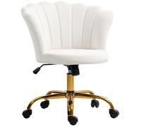 Chaise bureau velours design coquillage piètement acier doré blanc Blanc G