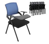 Chaise Bureau Pliante Chaise ConféRence Pliante Avec Accoudoirs Chaises Formation Empilables Dossier En RéSille + Assise RembourréE pour Les SéMinaires Et Les Salles lue with Writing Tablet 2