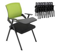 Chaise Bureau Pliante Chaise ConféRence Pliante Avec Accoudoirs Chaises Formation Empilables Dossier En RéSille + Assise RembourréE pour Les SéMinaires Et Les Salles Class Green with Writing Tablet 2