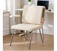 Chaise bureau sans roulette avec niche intégrée chat, fauteuil de bureau accoudoirs interchangeables, revêtement anti-rayures,