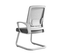 Chaise Bureau sans roulettes, Chaise de Bureau Ergonomique avec Accoudoirs en Maille et Base Luge, Idéale pour Salles de Conférence et Les Halls d'entrée(White)