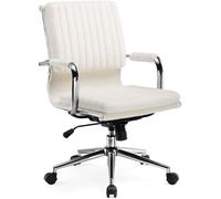 Chaise Bureau, Siège Pivotant Réglable en Hauteur pour Ordinateur (Blanc-Teddy)