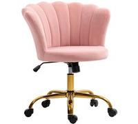 Chaise bureau velours design coquillage piètement acier doré rose poudré Rose G