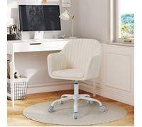 Chaise Bureau Velours - WOLTU Fauteuil Coiffeuse Pivotant - Ergonomique - Beige W0ATT0646