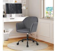 Chaise Bureau Velours - WOLTU Fauteuil Coiffeuse Pivotant - Ergonomique - Gris Foncé W0ATT0645