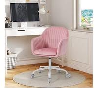 Chaise Bureau Velours - WOLTU Fauteuil Coiffeuse Pivotant - Ergonomique - Rose W0ATT0644