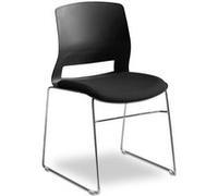 Chaise Bureau Visiteur, Siège multi-usage, salle d’attente, réunion, accueil - Noire - Empilable - Coque polypropylène ergonomique et Assise tissu matelassée - Pieds fil acier chromé rigide 11 mm - No