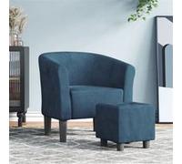 vidaXL Fauteuil Cabriolet avec Repose-pied, Chaise avec Accoudoirs, Canapé avec Dossier, Siège Rembourré Salon Chambre, Bleu 356453