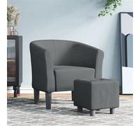 vidaXL Fauteuil cabriolet avec repose-pied, accoudoirs, siège rembourré – Tissu gris foncé