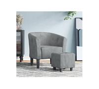 vidaXL Fauteuil Cabriolet avec Repose-pied, Chaise avec Accoudoirs, Canapé avec Dossier, Siège Rembourré Salon Chambre, Gris 356450