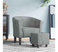 vidaXL Fauteuil cabriolet 356450 avec repose-pied, accoudoirs, dossier, siège rembourré Gris