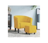 vidaXL Fauteuil Cabriolet avec Repose-Pied, Chaise avec Accoudoirs, Canapé avec Dossier, Siège Rembourré Salon Chambre, Jaune Velours
