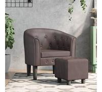 vidaXL Fauteuil cabriolet avec repose-pied et accoudoirs, rembourré Marron similicuir