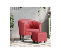 vidaXL Fauteuil cabriolet avec repose-pied rouge bordeaux similicuir 356467
