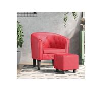 vidaXL Fauteuil cabriolet avec repose-pied, accoudoirs, siège rembourré, moderne, Rouge simili cuir