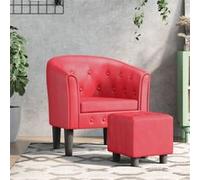 vidaXL Fauteuil cabriolet avec repose-pied, accoudoirs, siège rembourré, moderne, Rouge simili cuir