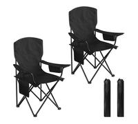 Chaise Camping Pliante - Lot de 2 WOLTU Fauteuil de Pêche - Sac Isotherme, Léger, Portable - Noir