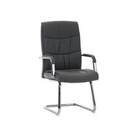 Chaise Cantilever Caro en Similicuir I Chaise avec Dossier Et Accoudoirs I Chaise Confortable Rembourrée avec Piètement Luge en Métal, Couleur:Gris