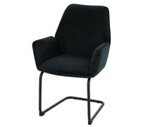 Chaise Cantilever HWC-G67, Chaise de Salle à Manger Chaise de Cuisine, Tissu/Textile Öko-Tex MVG - Anthracite-Bleu
