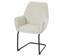 Chaise Cantilever HWC-G67, Chaise de Salle à Manger Chaise de Cuisine, Tissu/Textile Öko-Tex MVG - crème-Beige