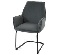 Chaise Cantilever Hwc-G67, Chaise De Salle À Manger, Chaise De Cuisine, Tissu/Textile Öko-Tex Mvg Gris Foncé Multicolore