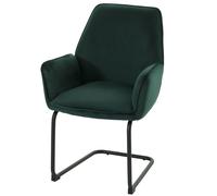 Chaise Cantilever HWC-G67, Chaise de Salle à Manger, Chaise de Cuisine, Tissu/Textile Öko-Tex MVG - Vert